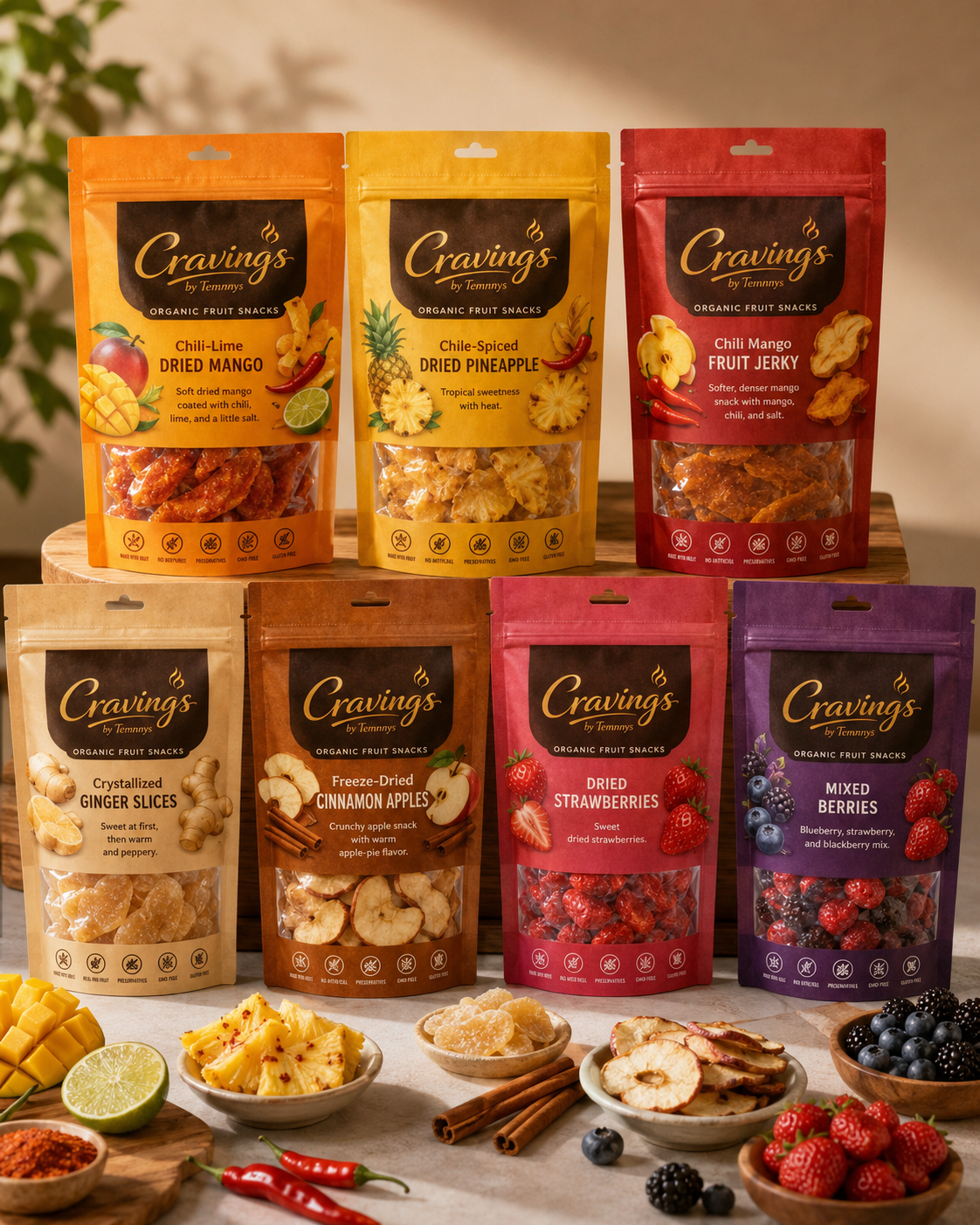 Cravings by Temnnys product lineup across multiple snack collections
